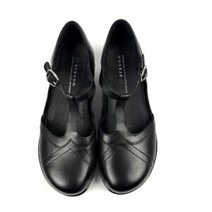 Aravon Maura T Strap Shoes 7 Black Leather Maryjane Comfort Heel Brand NEW